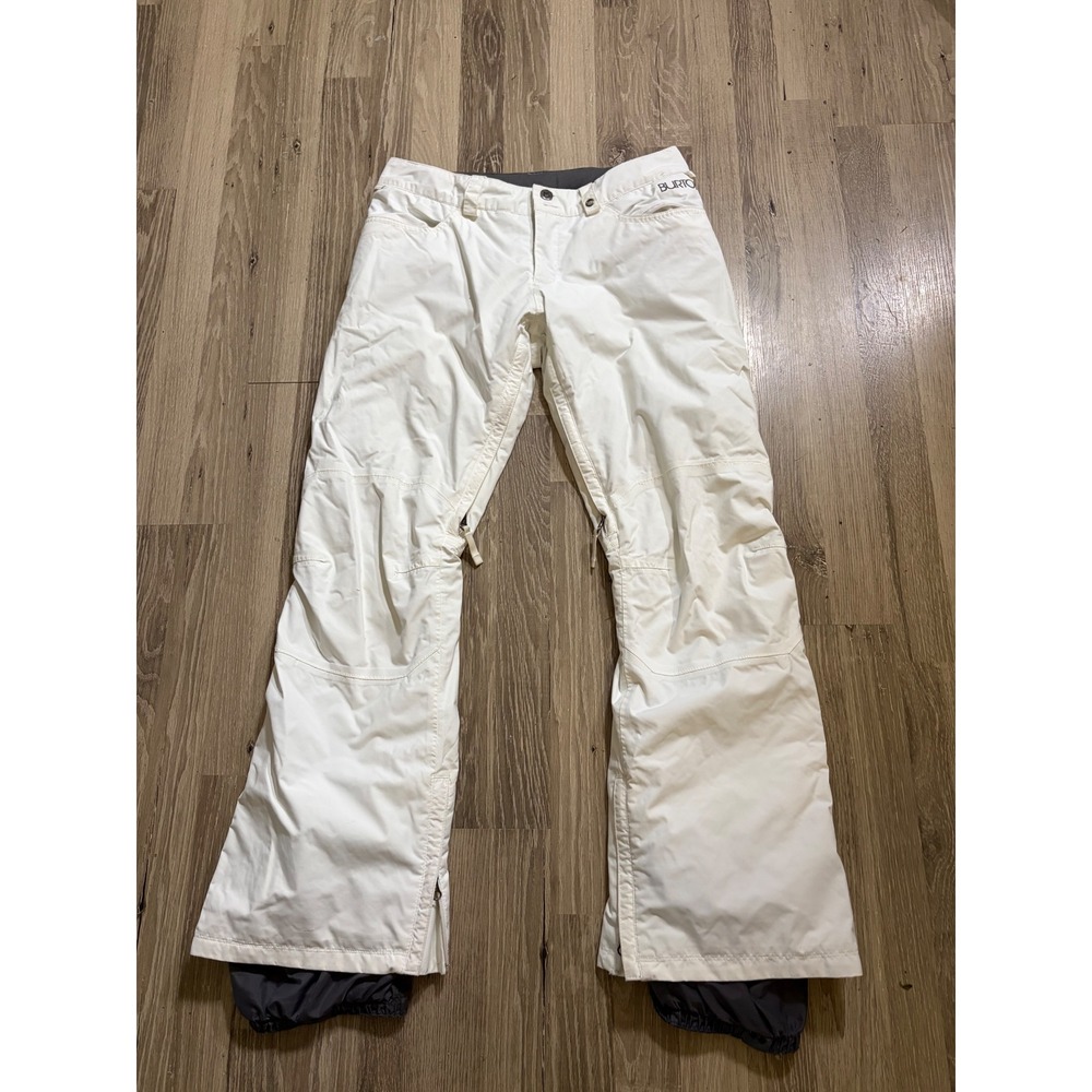 Burton Dryride White Snowboard Ski Snow Pant S 30x29 Adjustable Articulated Knee